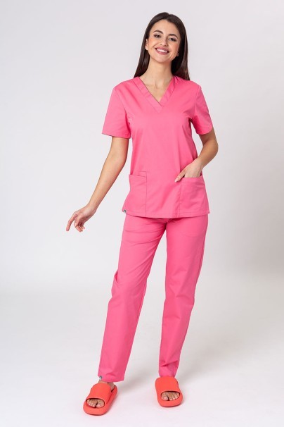 Women’s Sunrise Uniforms Basic Classic scrubs set (Light top, Regular trousers) hot pink-1
