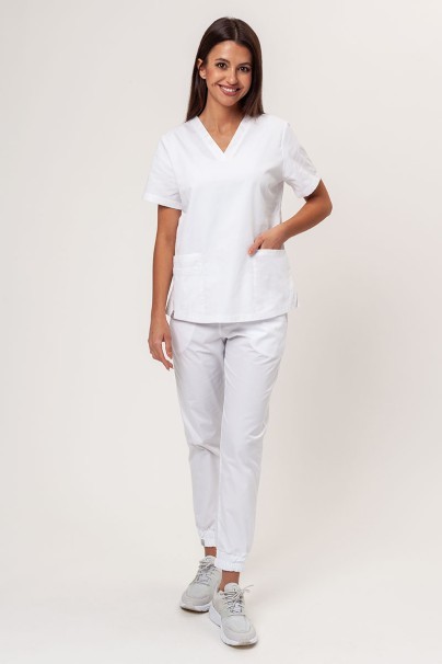 Women's Sunrise Uniforms Basic Jogger FRESH scrubs set (Light top, Easy trousers) white-1