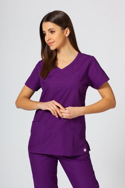 Women’s Maevn Red Panda Asymetric scrub top eggplant-1