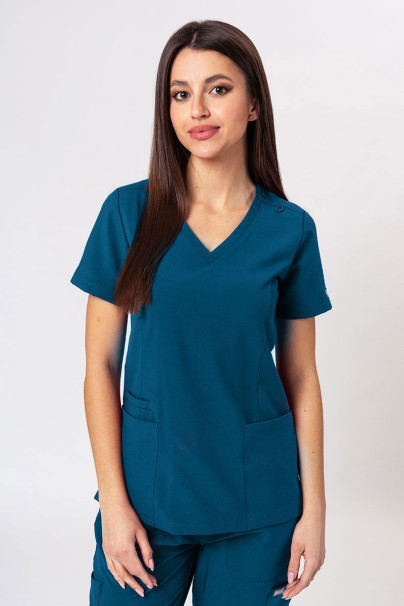 Women’s Maevn Momentum Double V-Neck scrub top caribbean blue-1