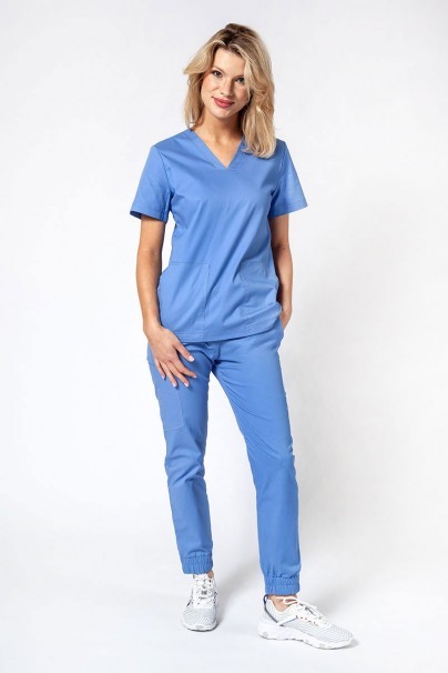 Women's Sunrise Uniforms Active III scrubs set (Bloom top, Air trousers) ceil blue-1