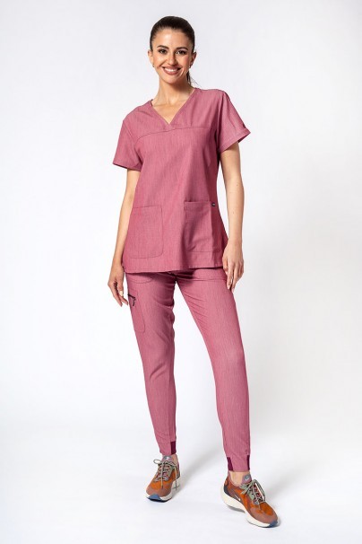 Adar Uniforms scrubs set Ultimate (with Sweetheart top – elastic) heather wine-1