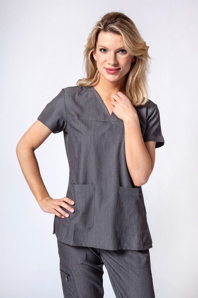 Women’s Adar Uniforms Sweetheart scrub top heather grey-1