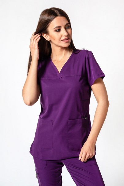 Women’s Adar Uniforms Sweetheart scrub top eggplant-1