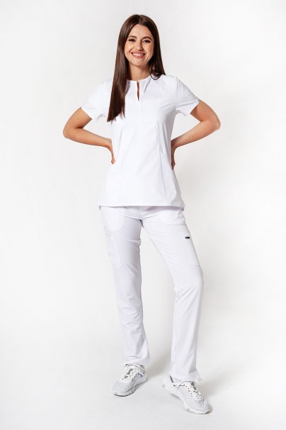 Adar Uniforms scrubs set Cargo (with Notched top – elastic) white-1