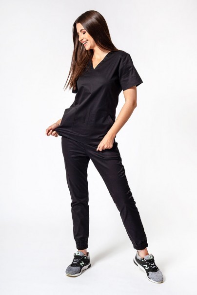 Women's Sunrise Uniforms Active III scrubs set (Bloom top, Air trousers) black-1