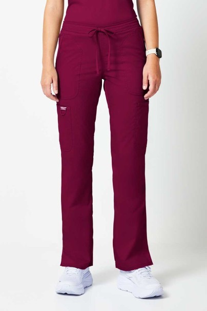 Women's Cherokee Revolution Flare Leg scrub trousers wine