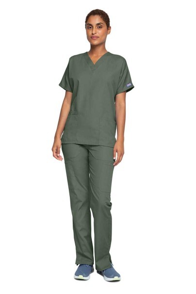 Women's Cherokee Originals scrubs set (V-neck top, N.Rise trousers) olive-1
